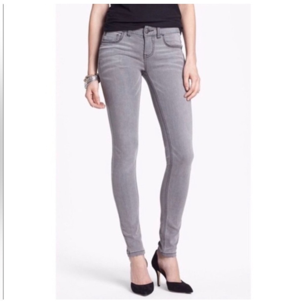 FREE PEOPLE Faded Light Gray Mid Low Rise Skinny Ankle Stretch Cotton Jeans Sz26